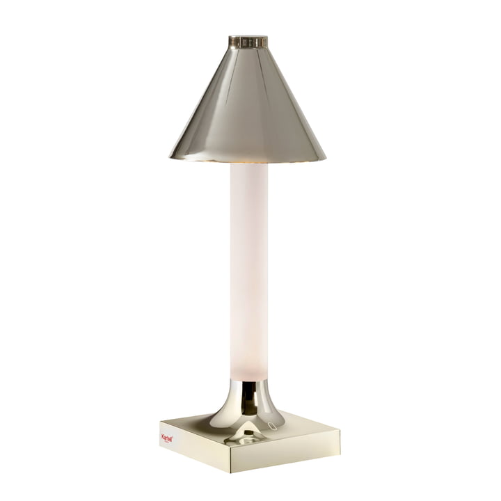 Kartell - Goodnight LED Akkuleuchte, H 31,5 cm, Diffusor Ø 11,8 cm, champagner glänzend