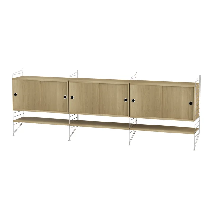 String - Sideboard, 240 x 85 x 30 cm, Eiche / weiss