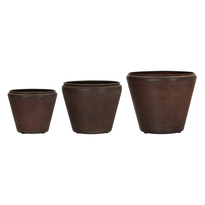 House Doctor - Funnel Blumentopf, braun (3er-Set)