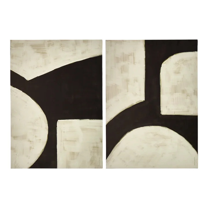 House Doctor - Hape Wandbild, 50 x 70 cm, schwarz / off-white (2er-Set)