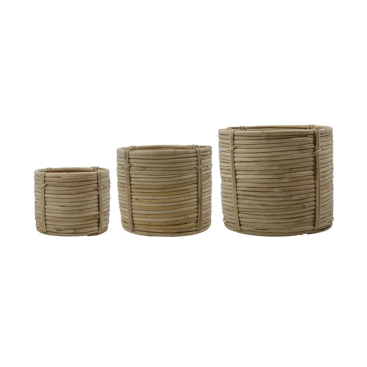 House Doctor - Linder Aufbewahrungskorb, Rattan (3er-Set)