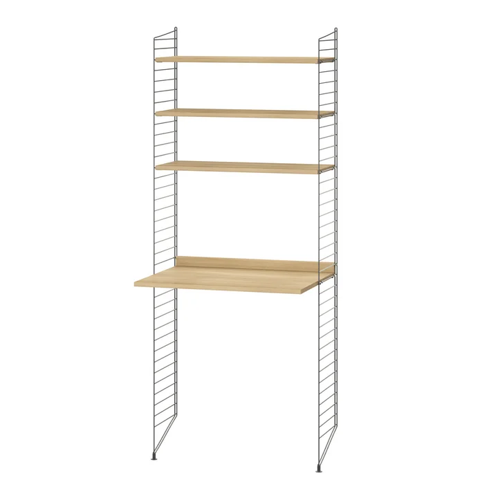 String - Arbeitsplatzkombination, 78 x 200 x 30 cm, Eiche / dunkelgrau