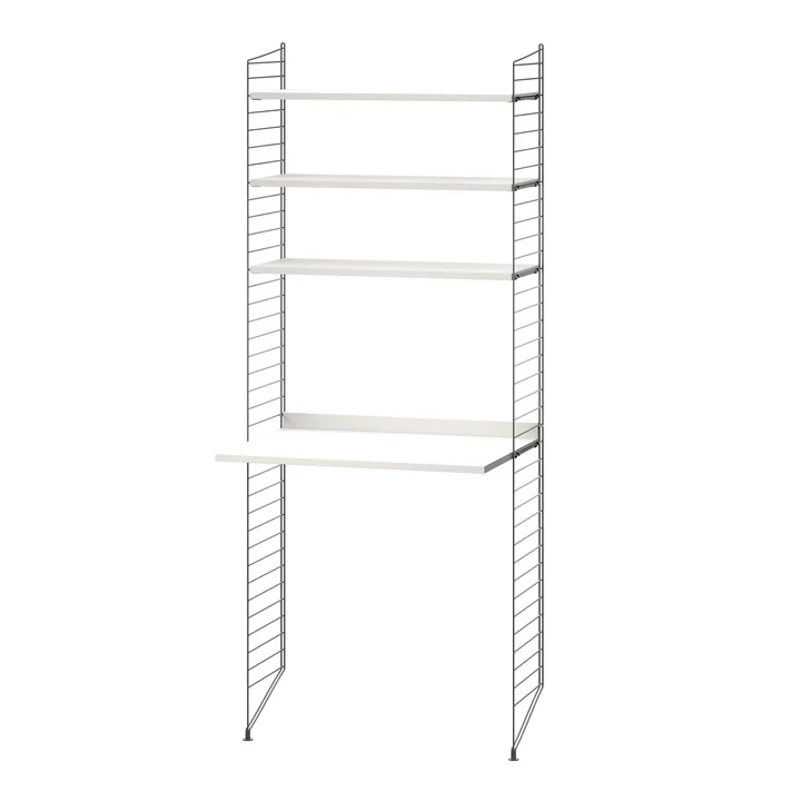 String - Arbeitsplatzkombination, 78 x 200 x 30 cm, weiss / dunkelgrau