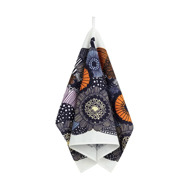 Siirtolapuutarha Geschirrtuch, 47 x 70 cm, weiss / hellgelb / orange / hellblau (Frühling/Sommer 2025) von Marimekko