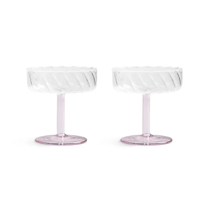 &klevering - Coupe Twirl Champagnerglas, pink (2er-Set)