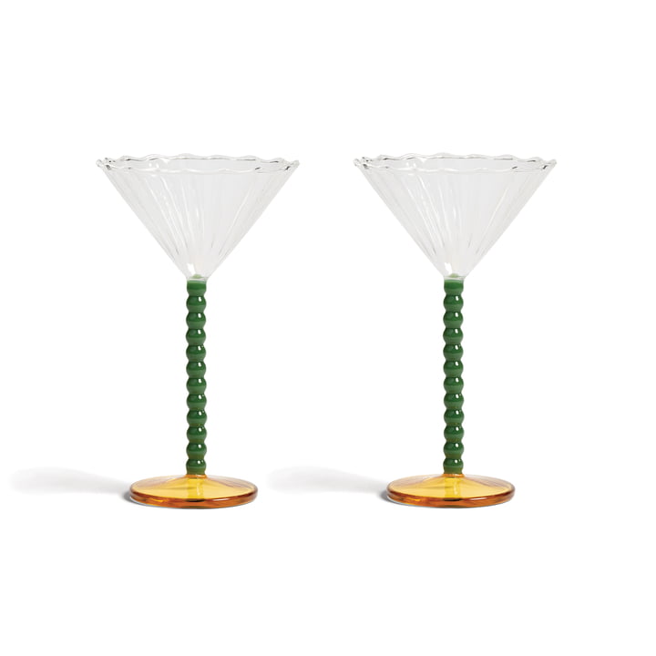 &klevering - Coupe Perle Cocktailglas, grün (2er-Set)