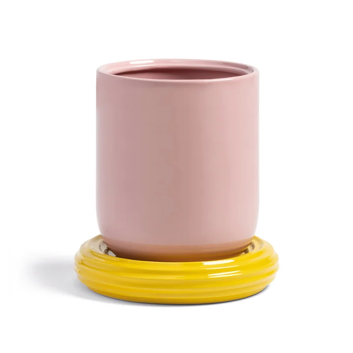 &klevering - Churros Blumentopf, Ø 19,5 x 21 cm, blush / gelb