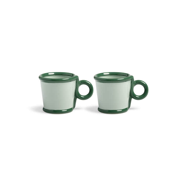 &klevering - Loop Becher mit Henkel 100 ml, grün (2er-Set)