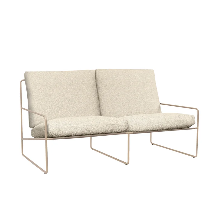 Ferm Living - Desert Outdoor 2-Sitzer Sofa, kaschmir / off-white (Pure Bouclé)