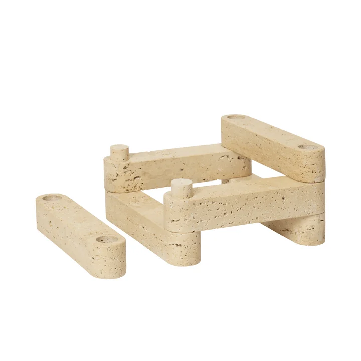 Ferm Living x Utzon - Newel Modular Kerzenhalter, Travertin (6er-Set)