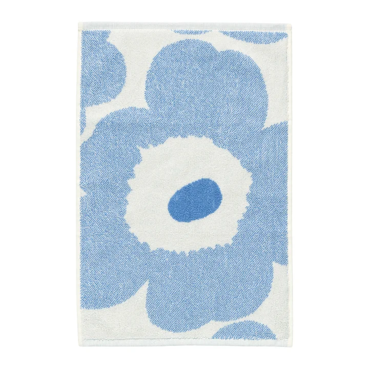 Marimekko - Unikko Gästehandtuch, 30 x 50 cm, cream / sky blue 