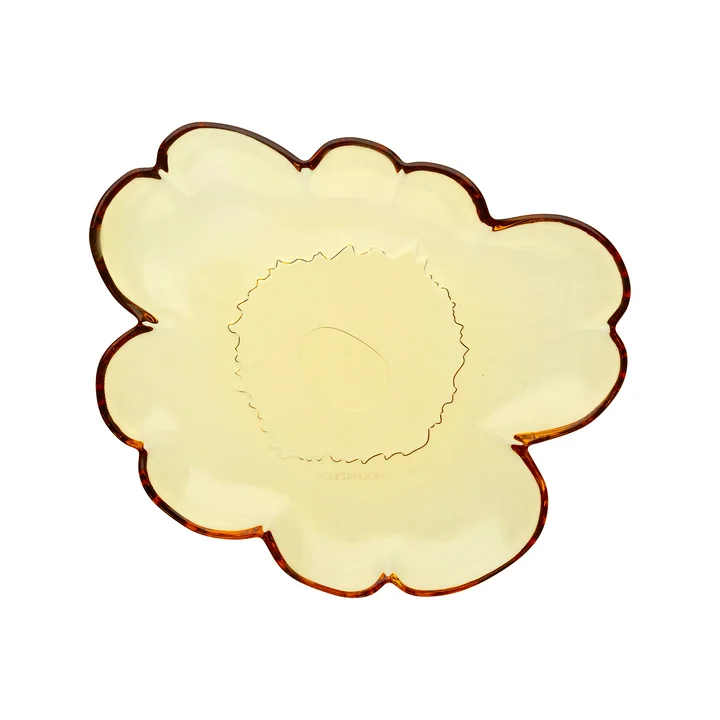 Marimekko - Unikko Glasteller, 20 cm, amber 