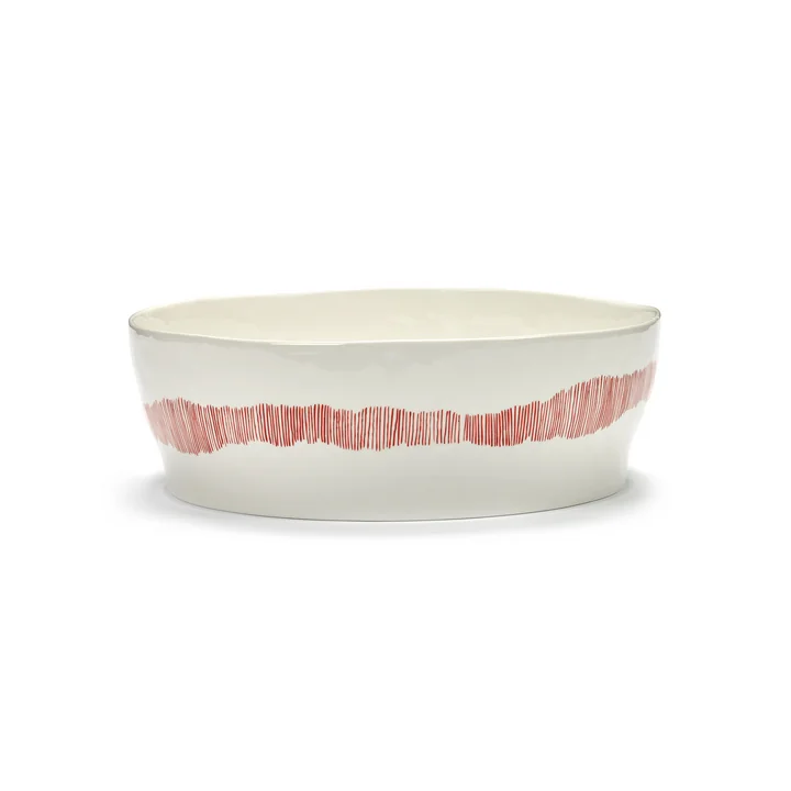 Serax - Feast Salatschale, white / red stripes