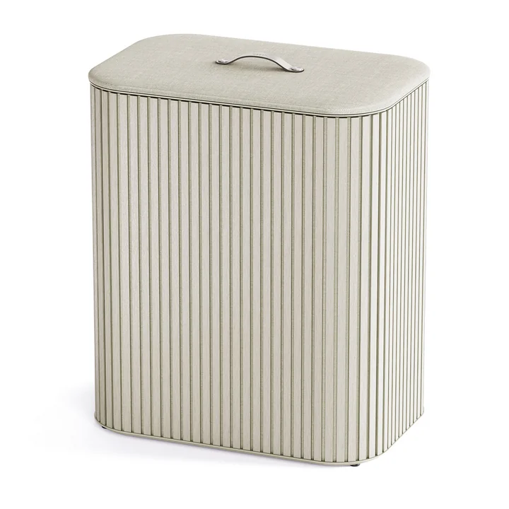 Joseph Joseph - Tota Twin Luxe Wäschetrennkorb mit zwei Fächern 90 l, Bambus ecru