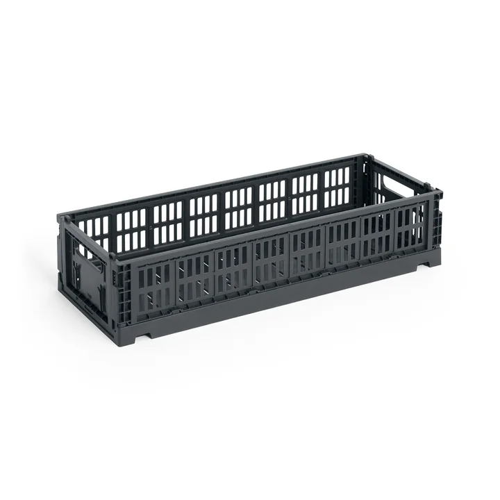 HAY - Colour Crate Korb Mini Oblong, charcoal, recycled