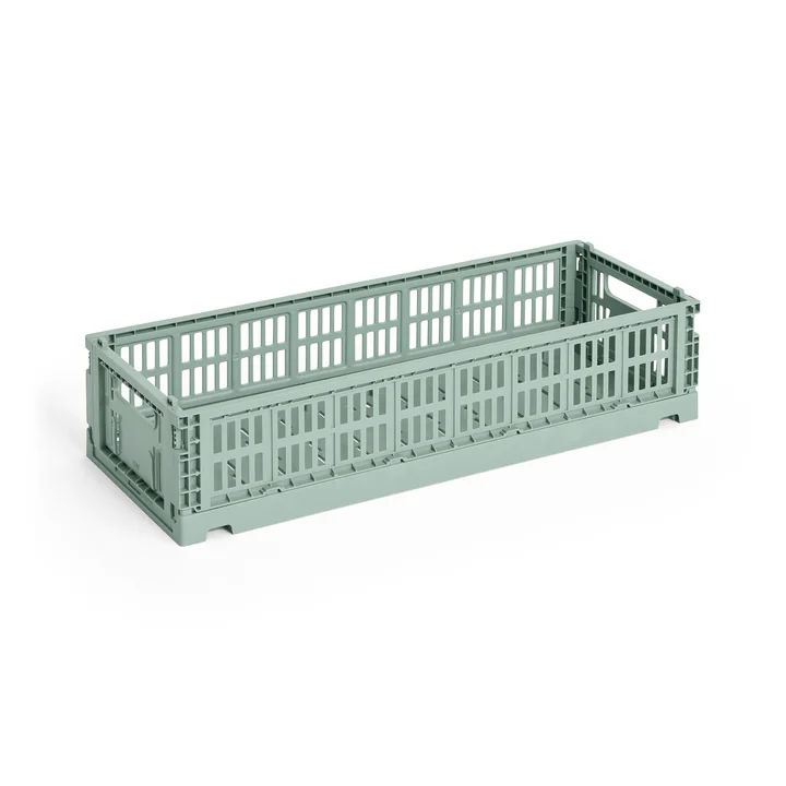 HAY - Colour Crate Korb Mini Oblong, salbeigrün, recycled