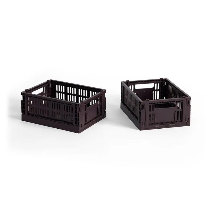 HAY - Colour Crate Korb Mini, 17 x 13 cm, bordeaux, recycled (2er-Set)