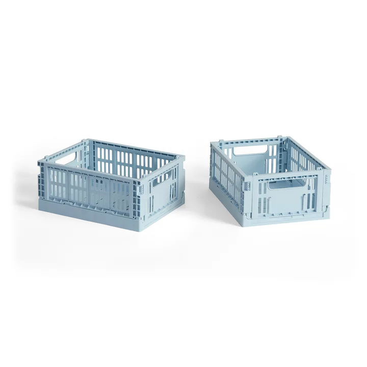 HAY - Colour Crate Korb Mini, 17 x 13 cm, soft blue, recycled (2er-Set)
