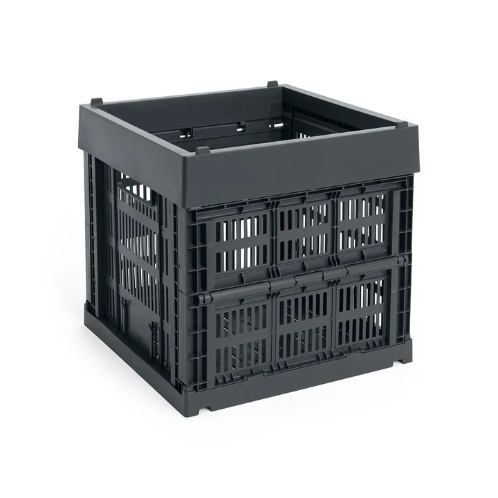 HAY - Colour Crate Korb Cube, 29,5 x 29,5 cm, charcoal, recycled