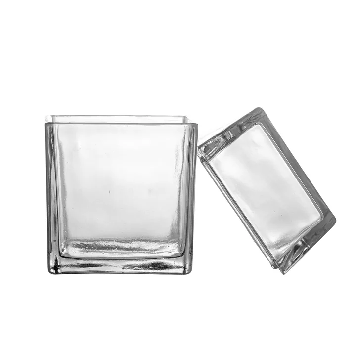 Bloomingville - Elius Gefäss mit Deckel, 12 x 19 x 12 cm, transparent