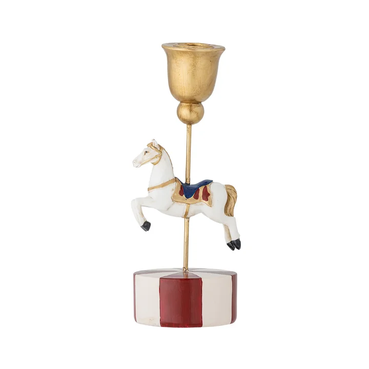 Bloomingville - Merry-go-round Kerzenhalter, Ø 7 x H 20 cm, gold / weiss