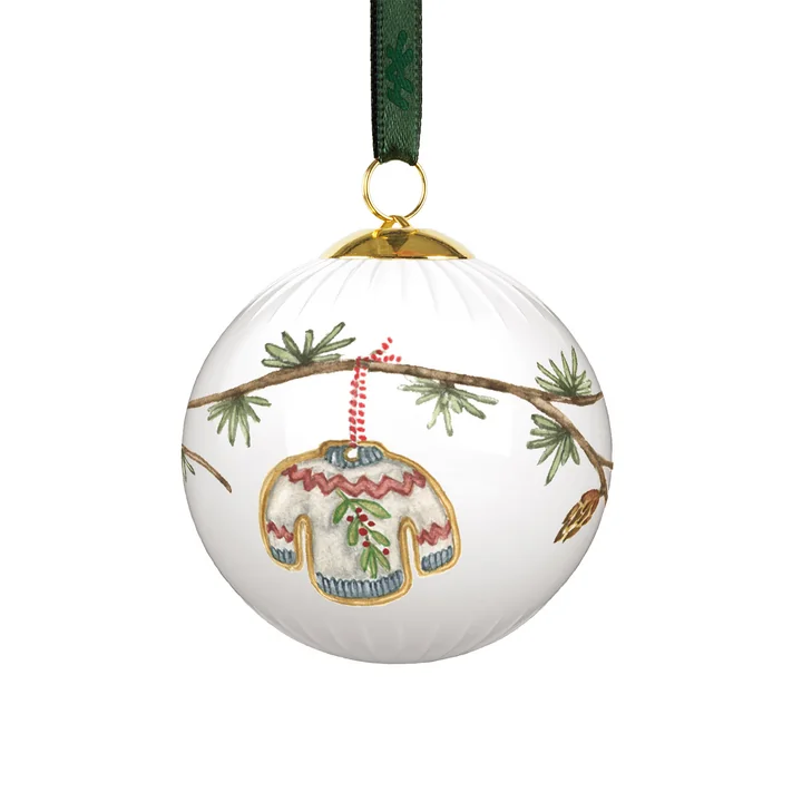 Kähler Design - Hammershøi Weihnachtskugel, weiss mit Dekoration 2025