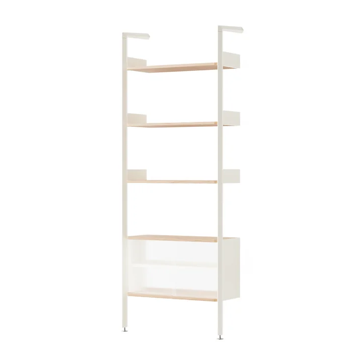 &Tradition - Rombe IF3 Regal mit Schrankelement, Eichenfurnier / alabaster / Regalböden Eichenfurnier