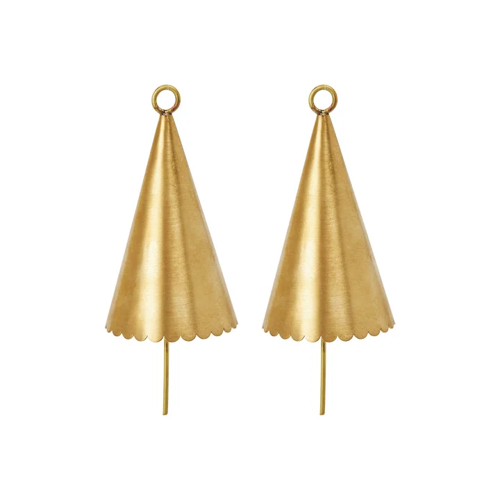 Ferm Living - Cone Bell Weihnachtsschmuck, Messing (2er Set)