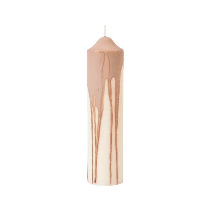 Ferm Living - Dryp Blockkerze, H 20 cm, beige / weiss