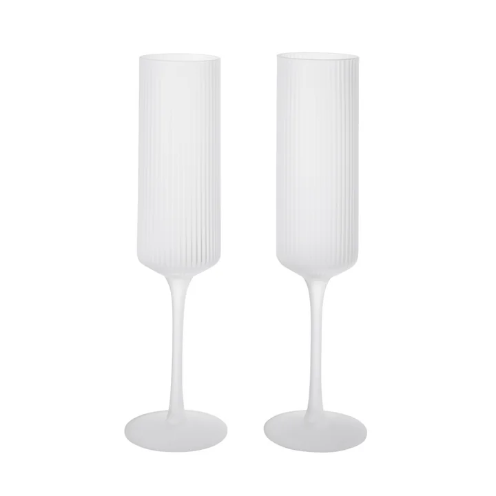 Ferm Living - Ripple Champagnerflöte (2er-Set), frosted