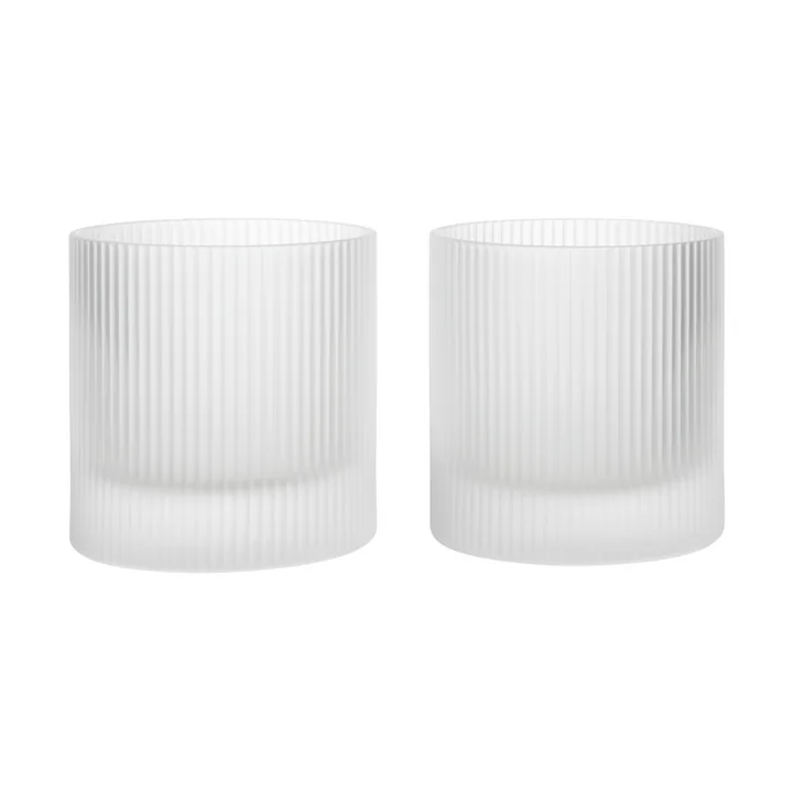 Ferm Living - Ripple Trinkglas, frosted (2er-Set)