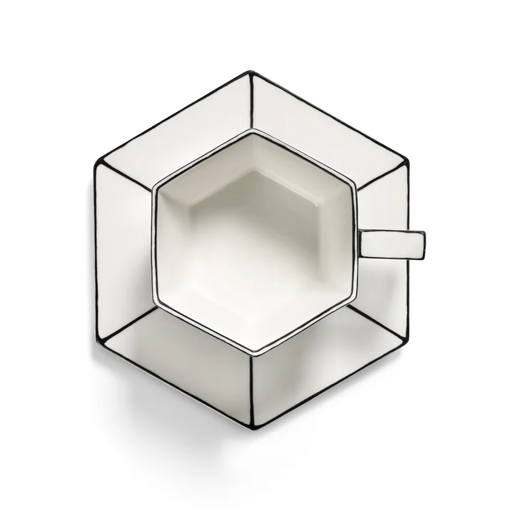 Serax - Carte Blanche Cappuccinotasse mit Untertasse, weiss / schwarz