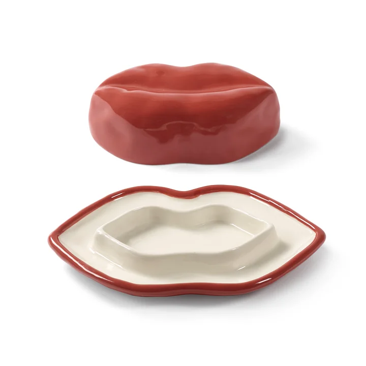 Serax - Lips Schale mit Deckel, rot / weiss