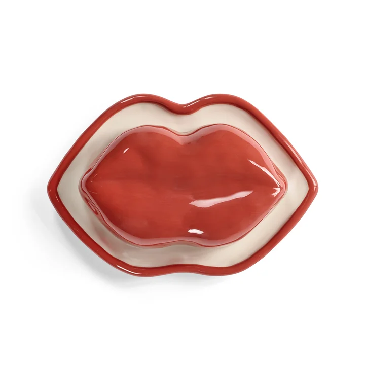 Serax - Lips Schale mit Deckel, rot / weiss
