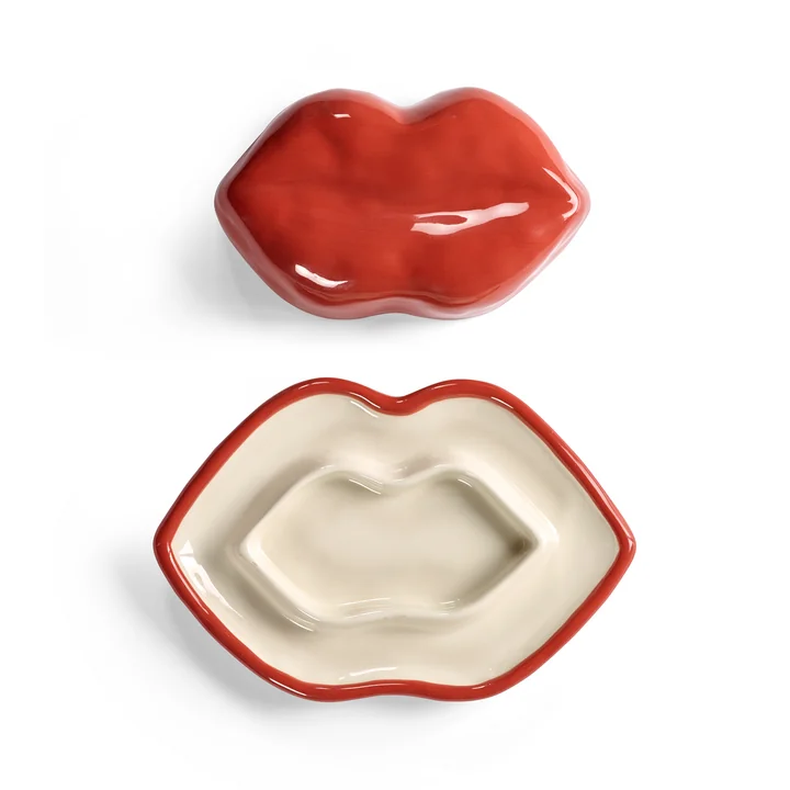 Serax - Lips Schale mit Deckel, rot / weiss