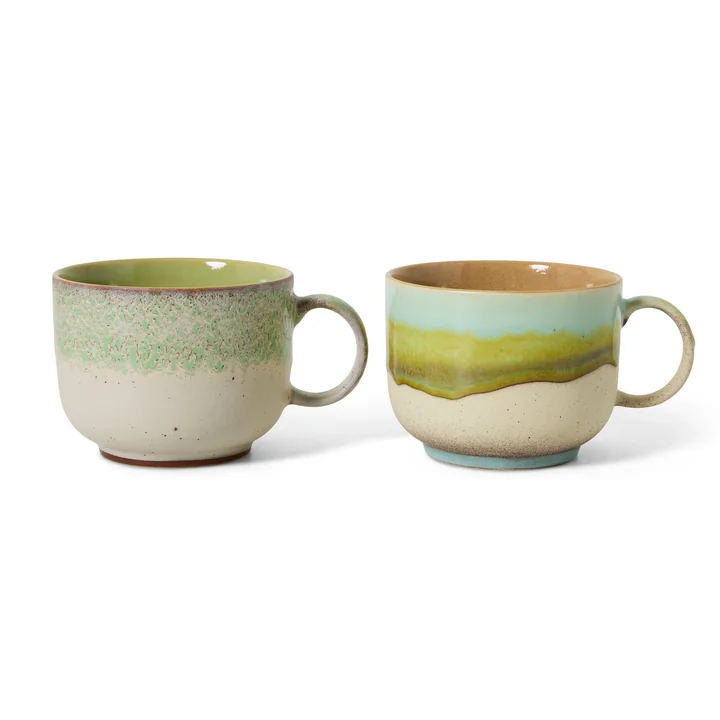 HKliving - 70's Teetasse, 425 ml, neo (2er-Set)