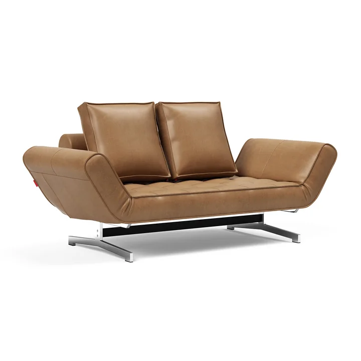 Innovation Living - Ghia Schlafsofa, 90 x 210 cm, chrom / hellbraun (Mix 551 Brown Faunal)