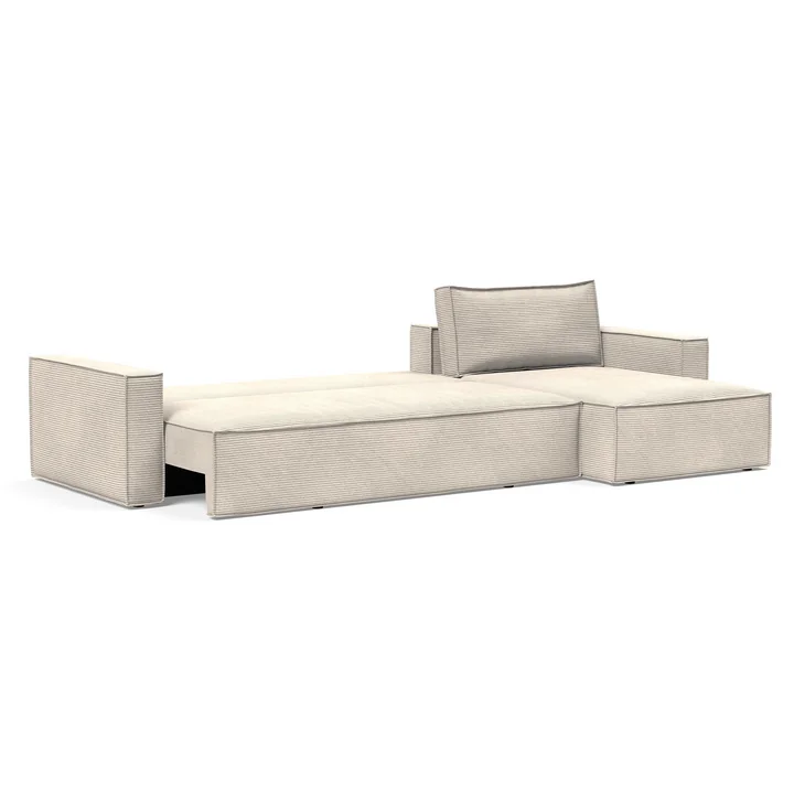 Innovation Living - Newilla Schlafsofa mit Lounger, 346 x 190 cm, elfenbein (595 Corduroy)