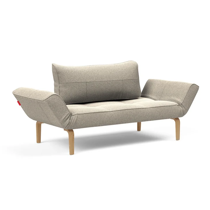 Innovation Living - Zeal Bow Schlafsofa, 200 x 72 cm, Eiche natur / beige (539 Bouclé)