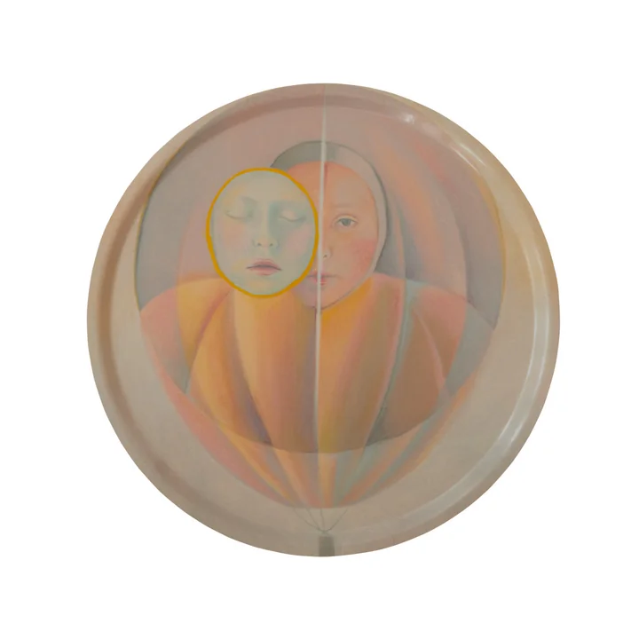 Paper Collective - Mask in Blue Tablett, Ø 45 cm, mehrfarbig