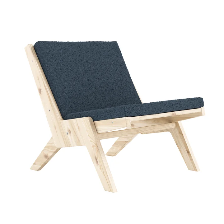 Karup Design - Sway Lounge Chair mit Sitzkissen, Kiefer natur / oxford blue
