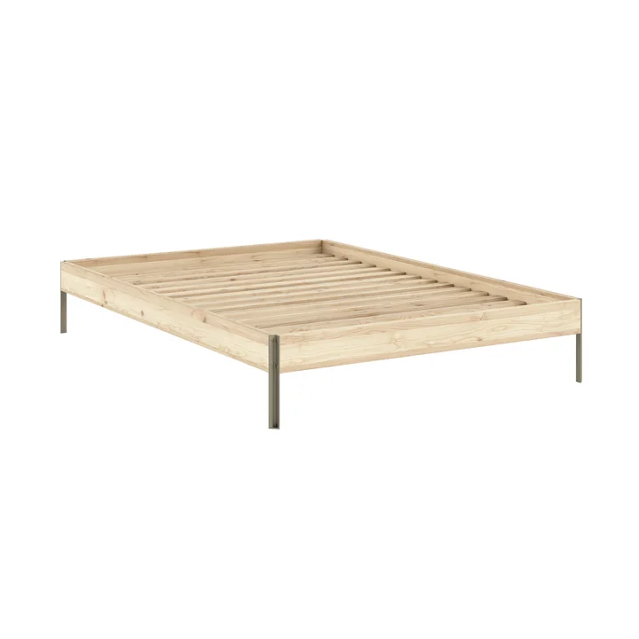 Karup - Core Bett 140 x 200 cm, Kiefer / sage green