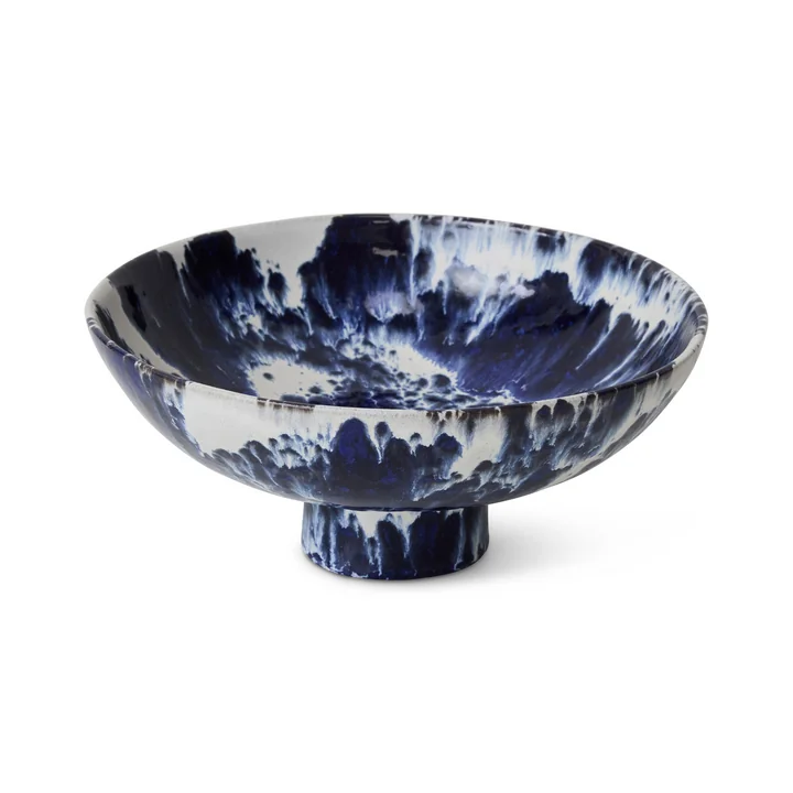 HKliving - Servierschale mit Fuss, Ø 26 cm, indigo