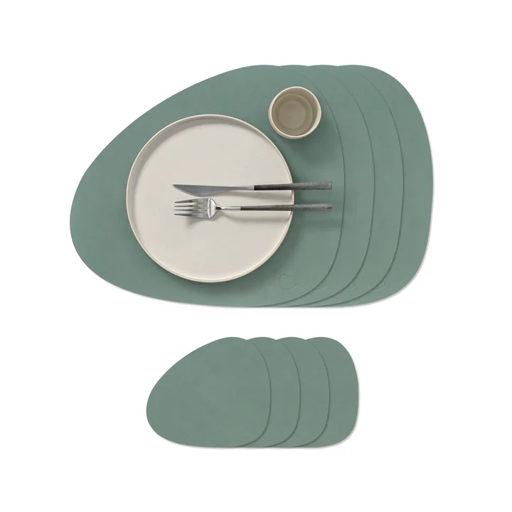 Lind DNA - Geschenkset Curve L, Nupo pastellgrün (4 Tischsets + 4 Glasuntersetzer)