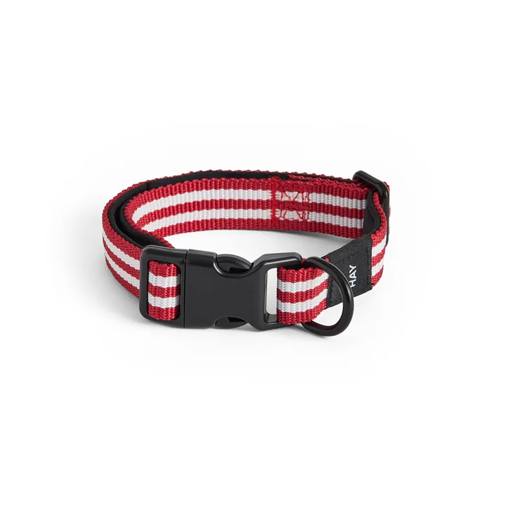 HAY - Dogs Hundehalsband, S/M, rot / weisse Streifen