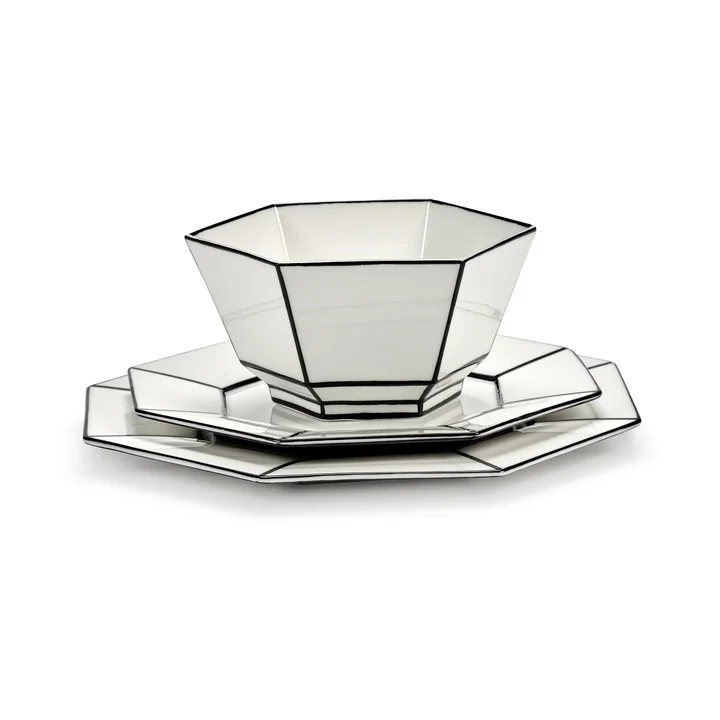 Serax - Carte Blanche Teller und Müslischale, weiss / schwarz 