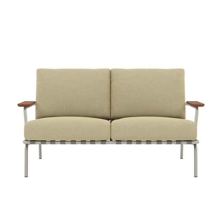 Muuto - Settle Outdoor 2-Sitzer Sofa, beige / grau (Stoff Delta 25)