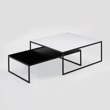 Der Less H 5/2 VA Couchtisch von Hans Hansen mit Kufengestell in weiss und schwarz