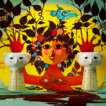 Eva Vase H 15 cm von Bjørn Wiinblad in gelb