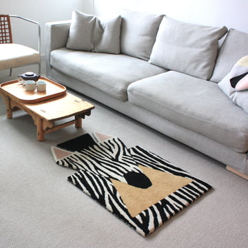 Tierteppich Zebra 100 x 70 cm von EO Denmark in schwarz / weiss / beige
